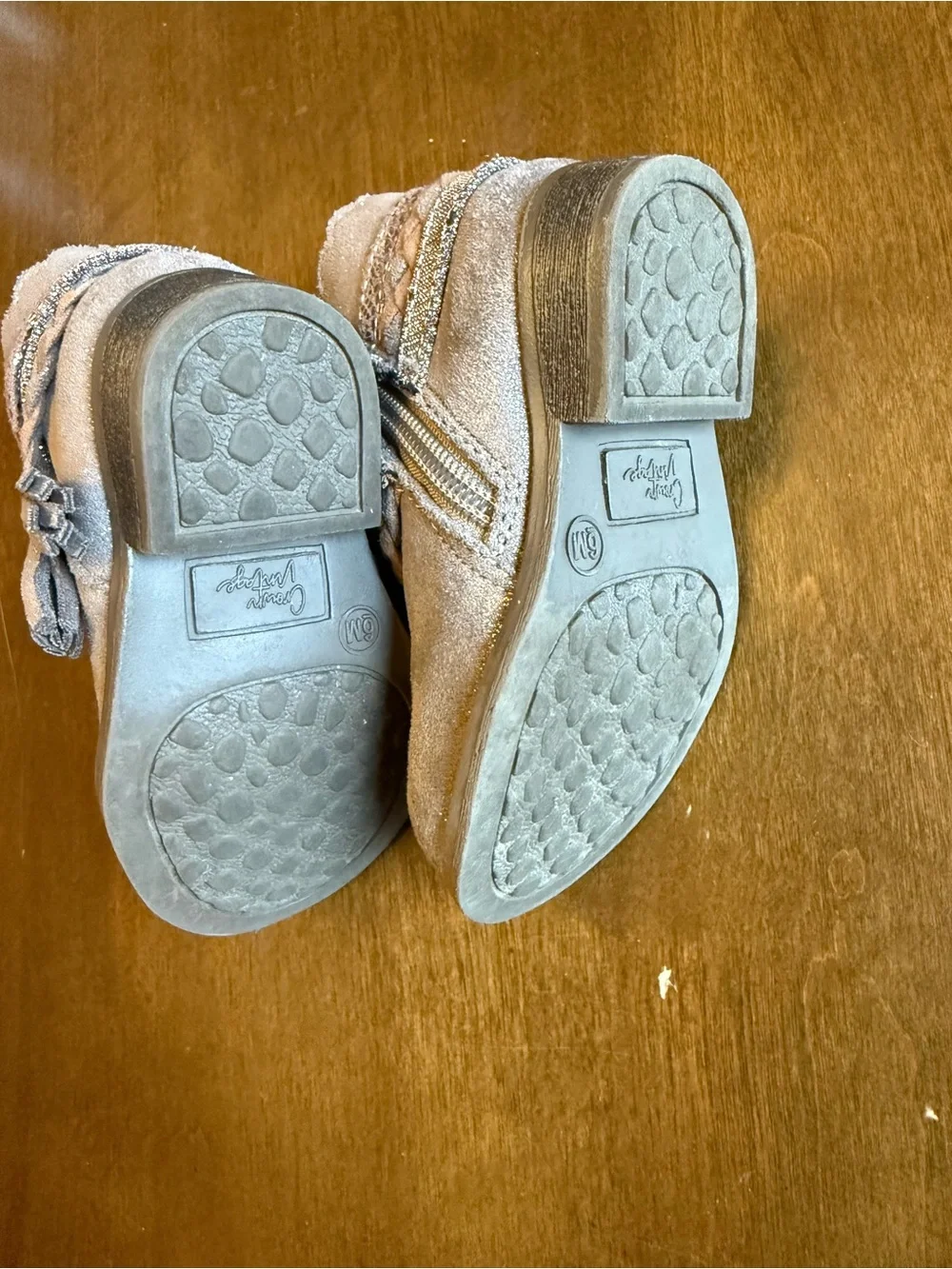 Crown Vintage Taupe Faux Suede Kids Ankle Boots with Braided Tassel Detail